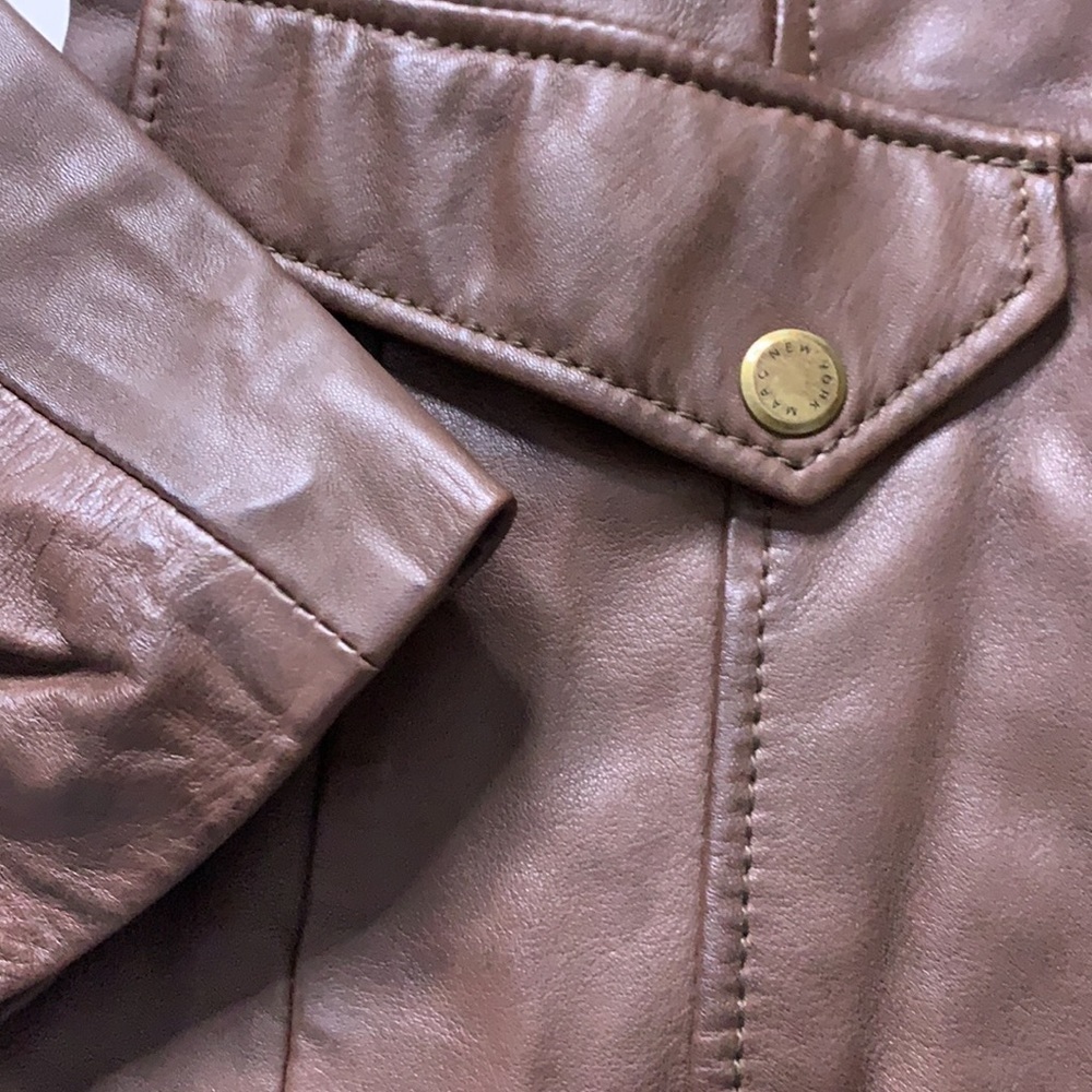 Marc New York Andrew marc chocolate brown leather high neck zip up jacket large - Picture 8 of 8